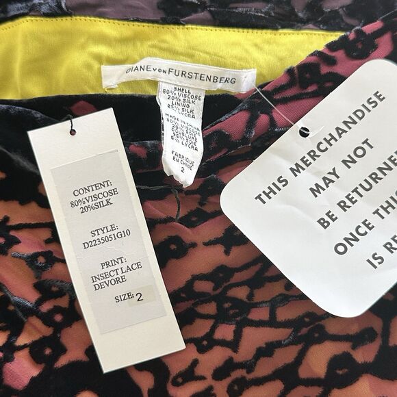 NWT Diane Von Furstenberg 2 Elliso Devore Velvet Sleeveless sheath Dress - Picture 5 of 16